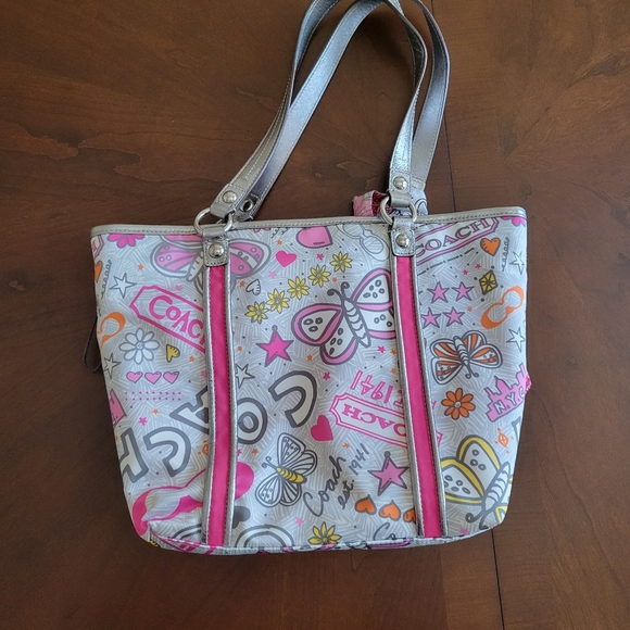 Like brand new authentic Coach purse w charm & purse scarf. - Picture 3 of 7